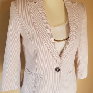 WHBM tan and white striped jacket/blazer
